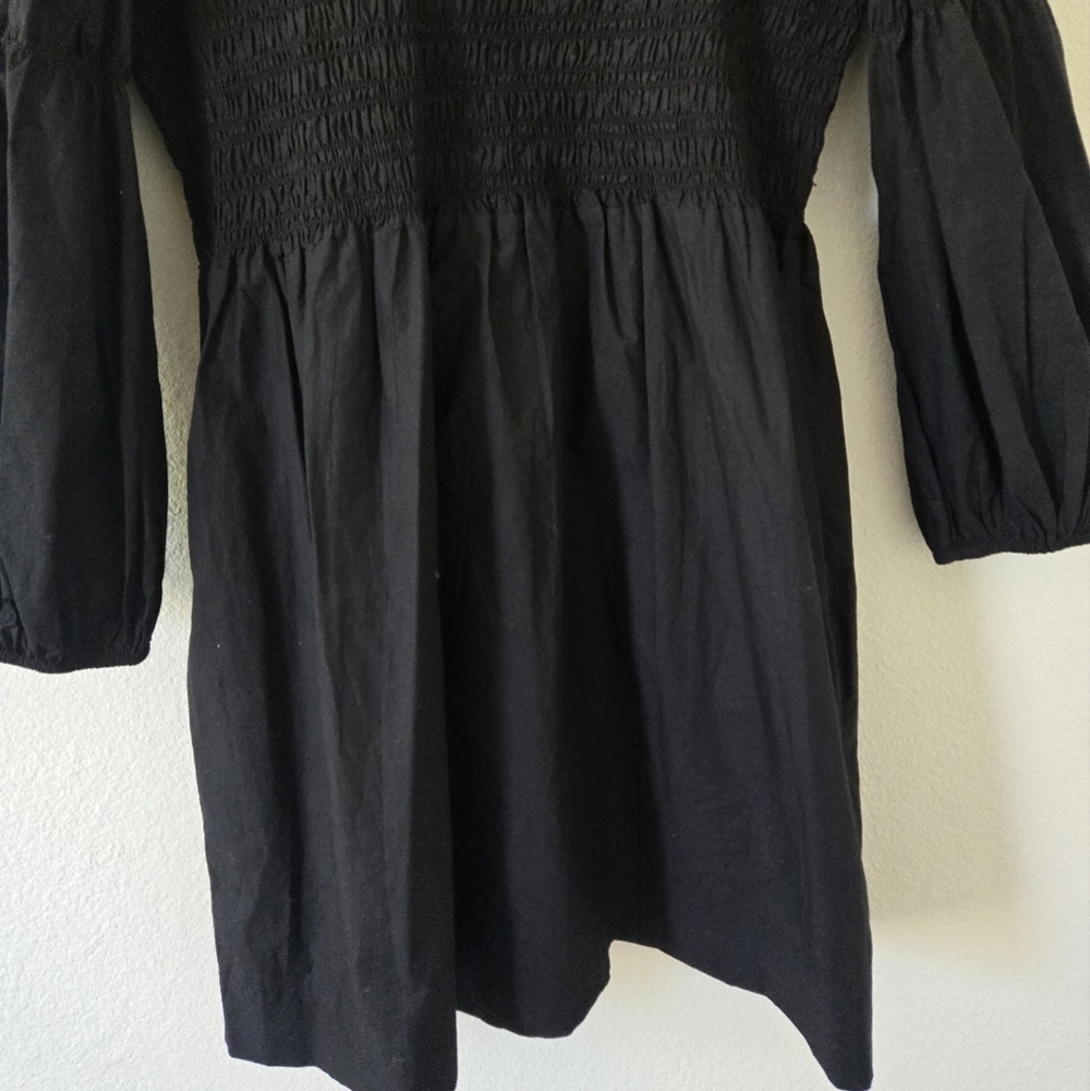 GANNI Women's Cotton Poplin Mini Smock Dress in Black size 38 or 6 - Picture 9 of 16